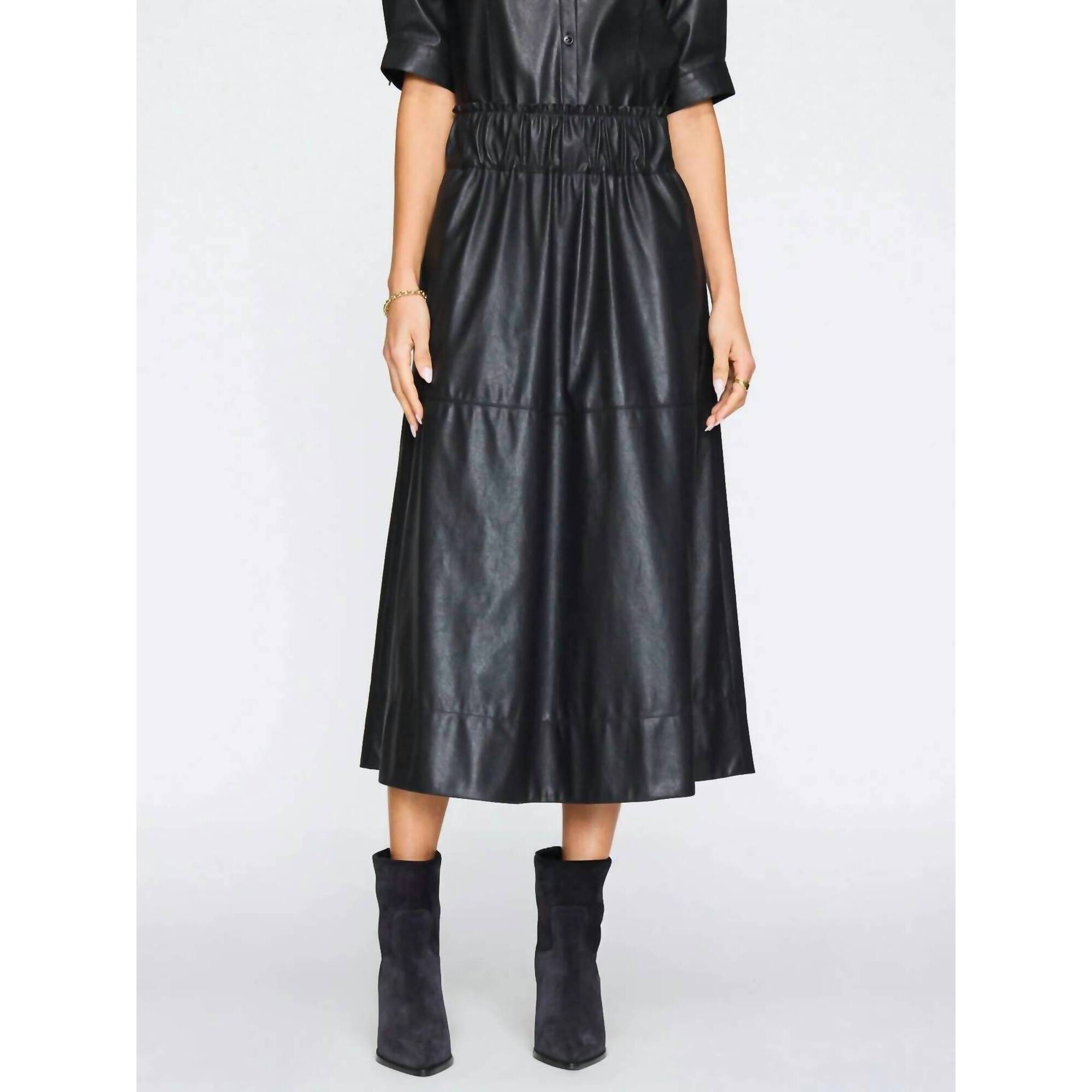 New Brochu Walker Issa Midi Skirt In Black Onyx